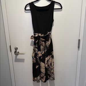 SHEIN Black and Tan Sleeveless Midi Sundress